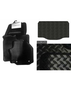 Fits Peugeot 206 (1998-2006) Tailored Black Rubber Car Mats with Bootmat